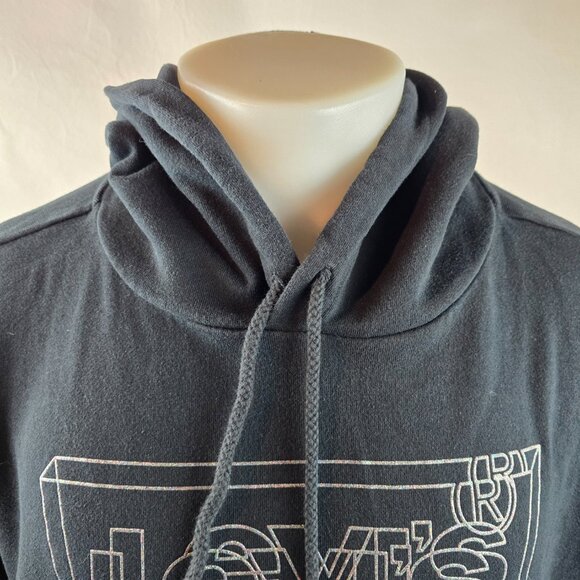 Levi's Sweatshirt Women 3XL Black Hoodie Pullover Drawstring Casual Logo Batwing - Picture 2 of 10